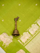 Parrot Green Zari Booti Pure Silk Handloom Banarasi Saree - Sacred Weaves