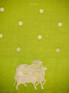 Parrot Green Zari Booti Pure Silk Handloom Banarasi Saree - Sacred Weaves