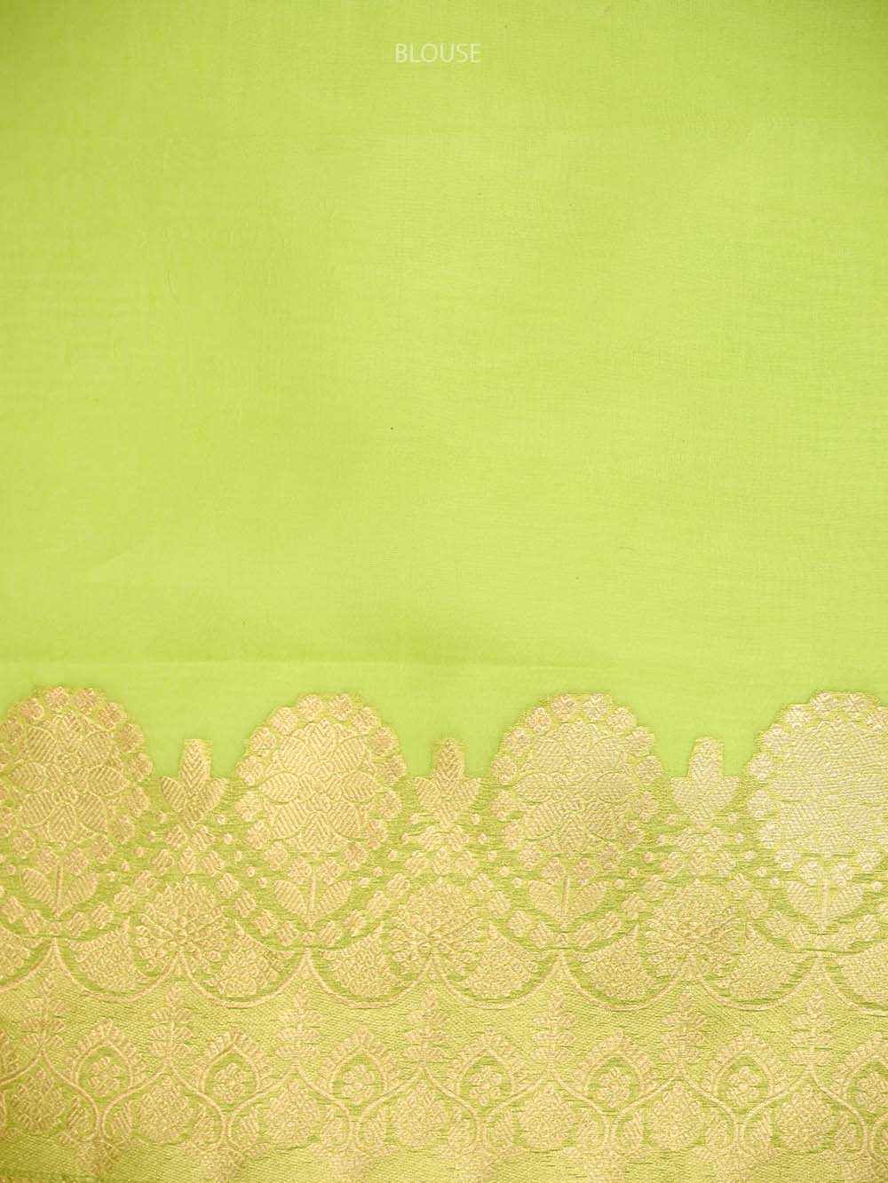 Parrot Green Boota Organza Handloom Banarasi Saree - Sacred Weaves