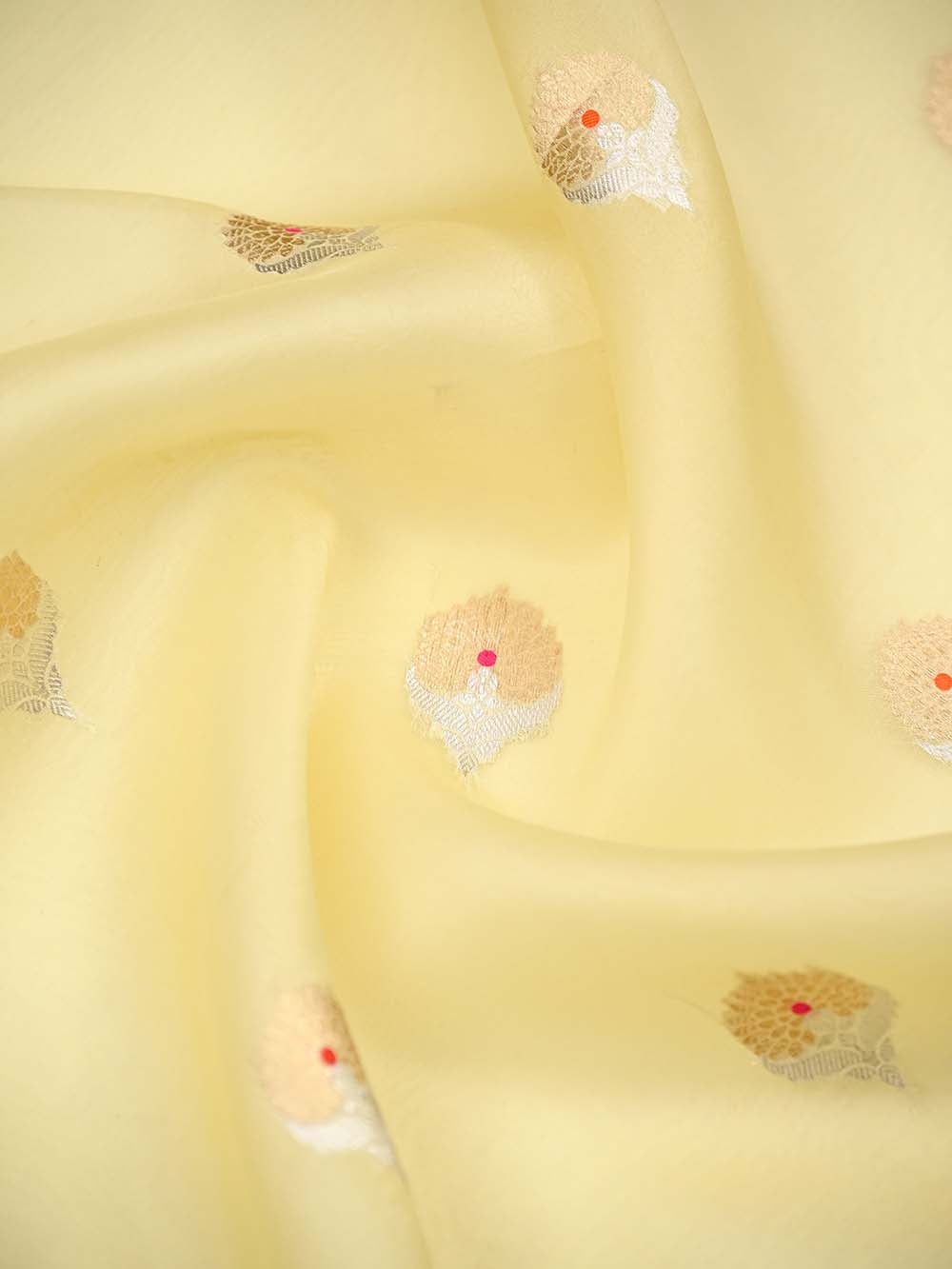 Yellow Boota Organza Handloom Banarasi Saree - Sacred Weaves