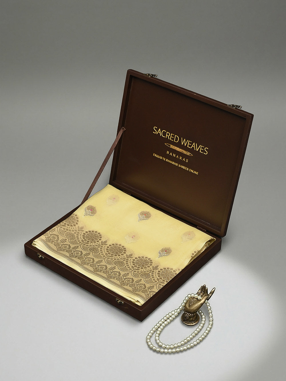 Yellow Boota Organza Handloom Banarasi Saree