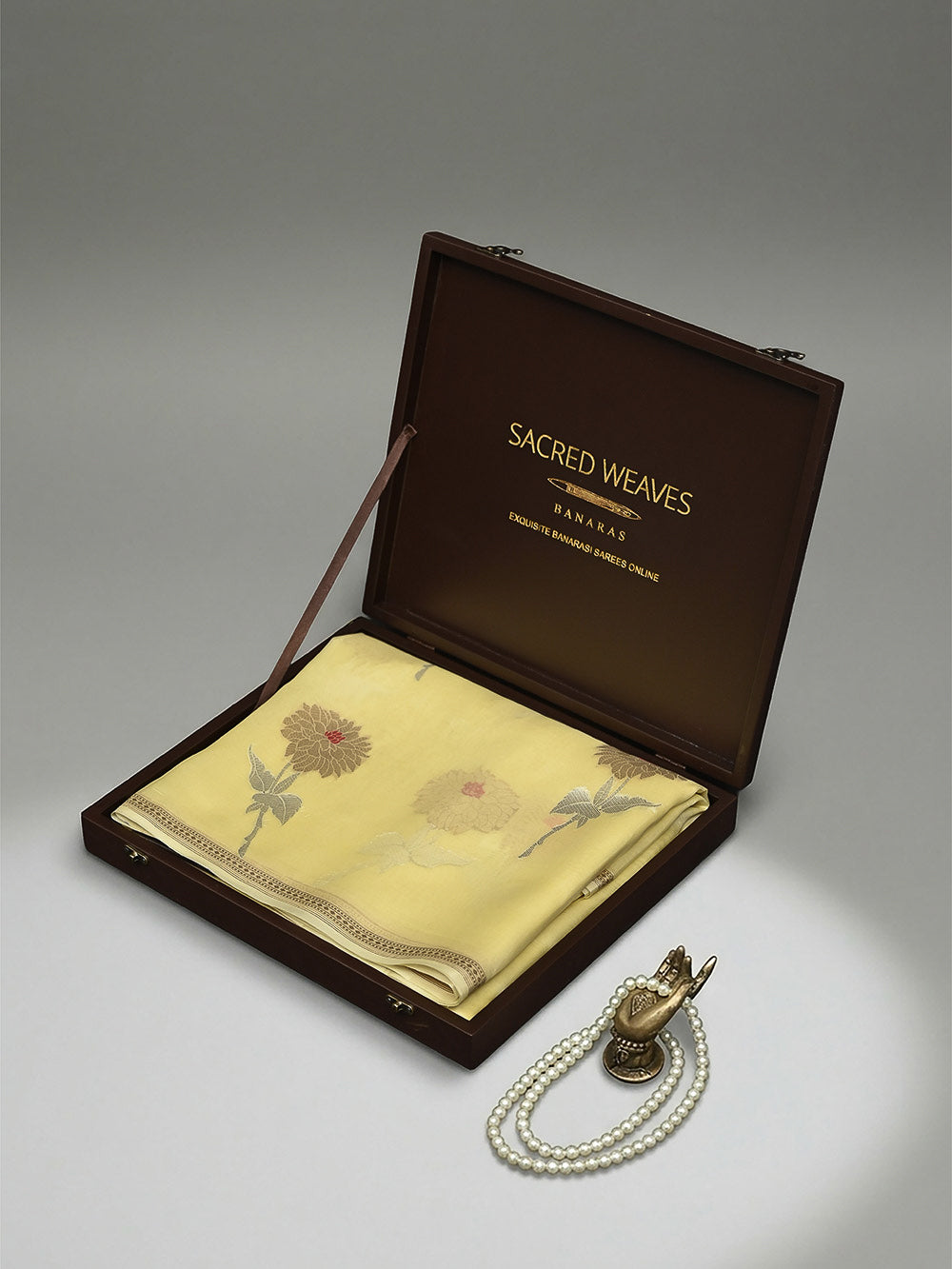 Yellow Boota Organza Handloom Banarasi Saree