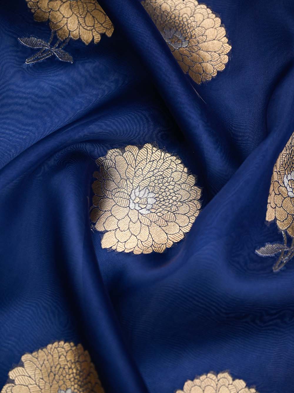 Blue Boota Organza Handloom Banarasi Saree - Sacred Weaves