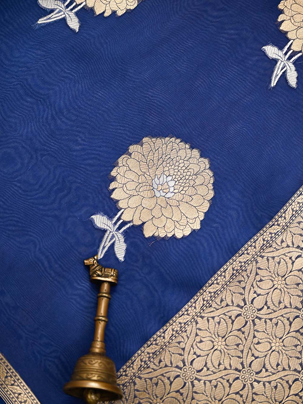 Blue Boota Organza Handloom Banarasi Saree - Sacred Weaves