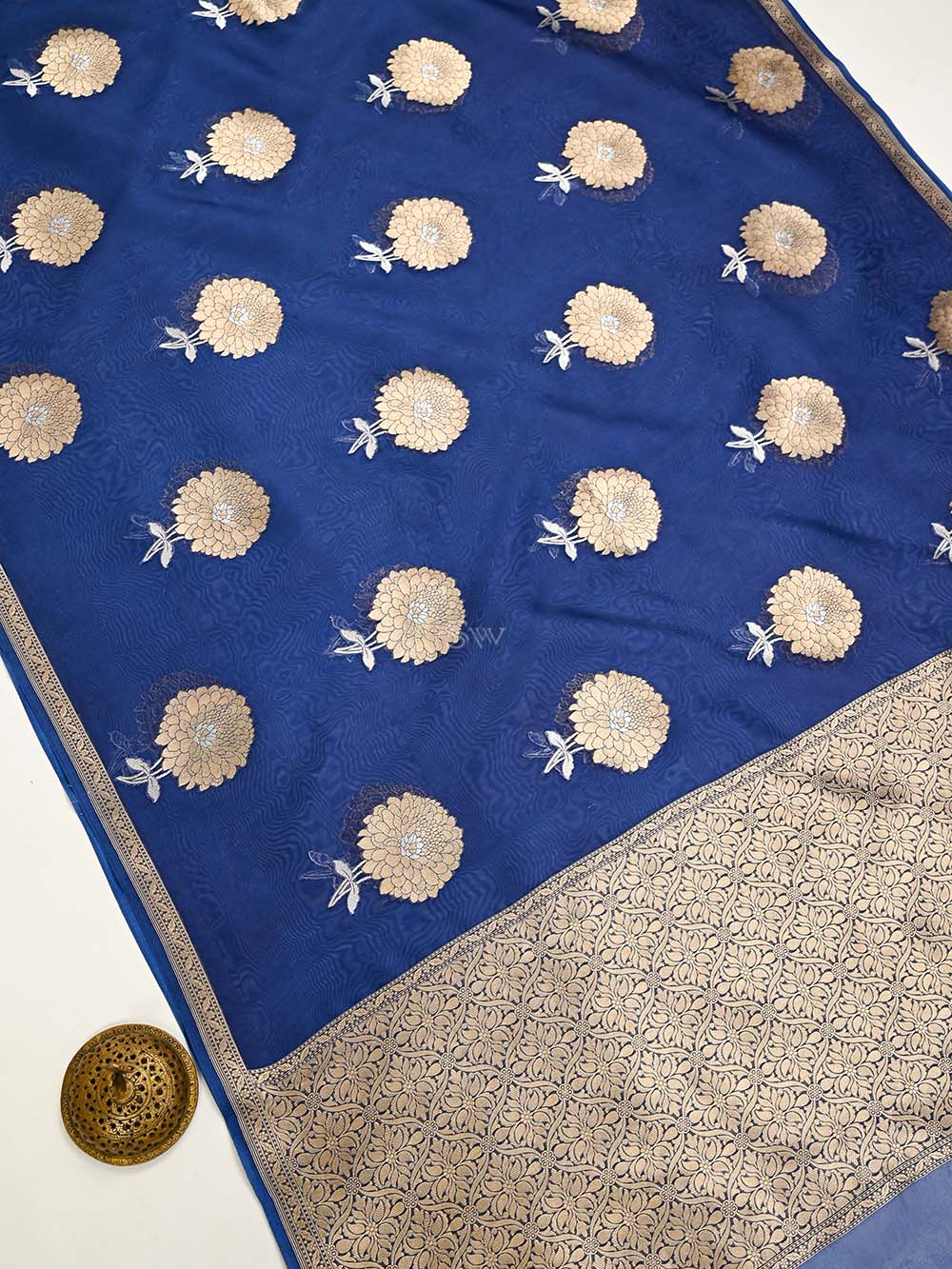 Blue Boota Organza Handloom Banarasi Saree