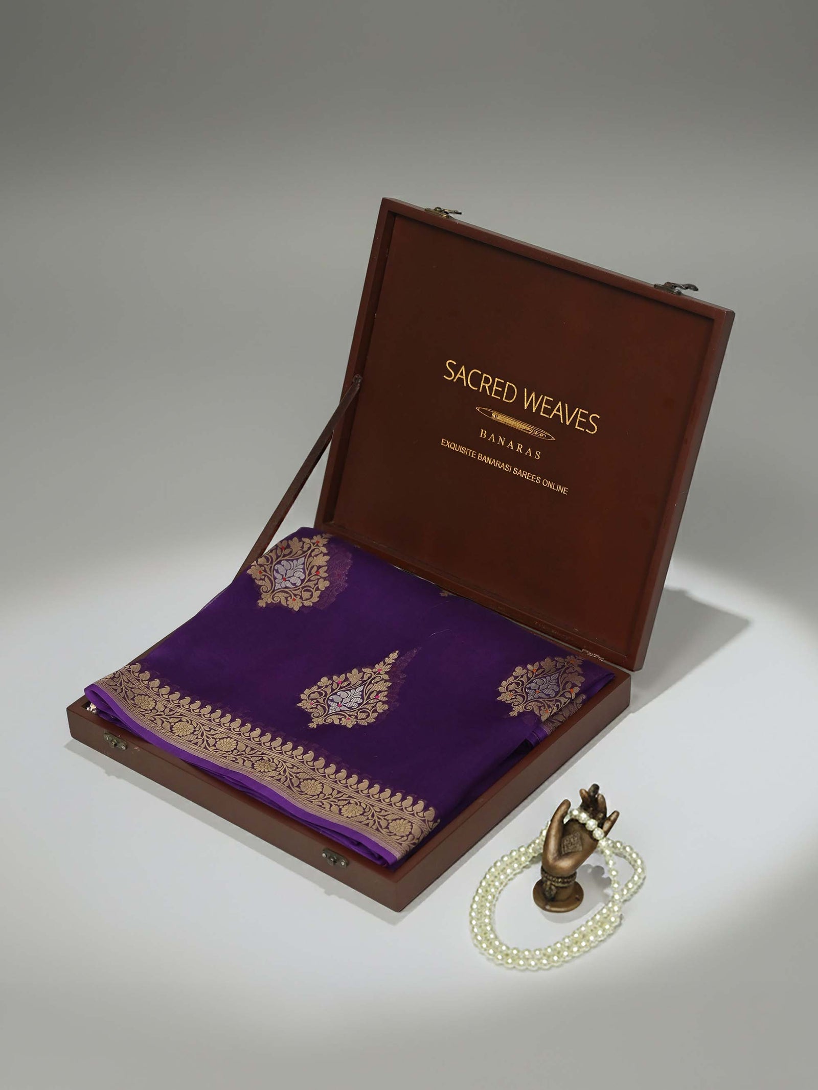 Dark Purple Boota Organza Handloom Banarasi Saree