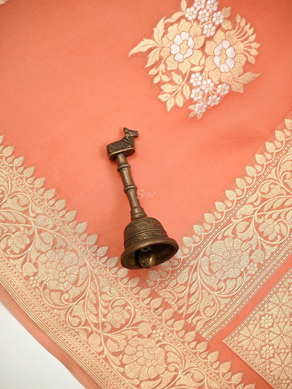 Orange Boota Organza Handloom Banarasi Saree - Sacred Weaves