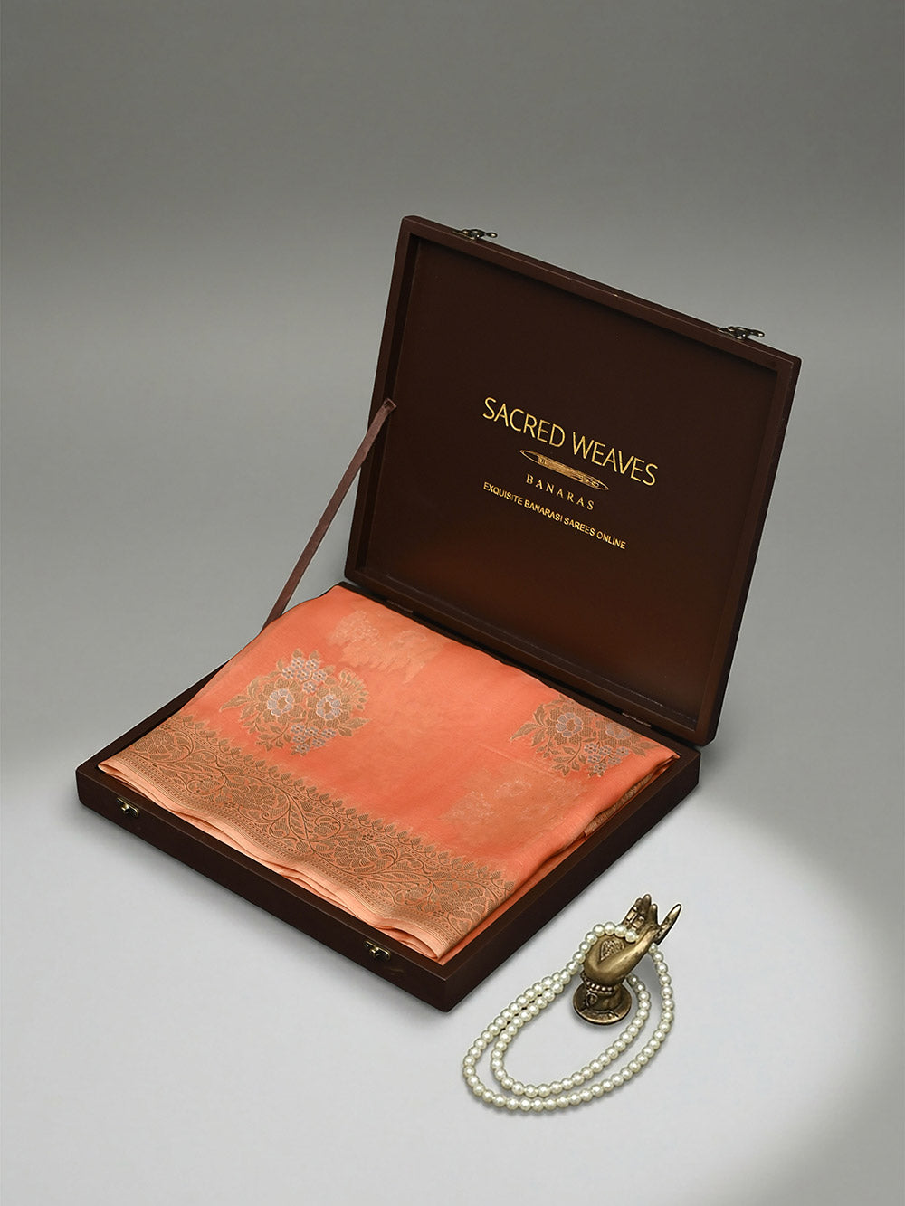 Orange Boota Organza Handloom Banarasi Saree
