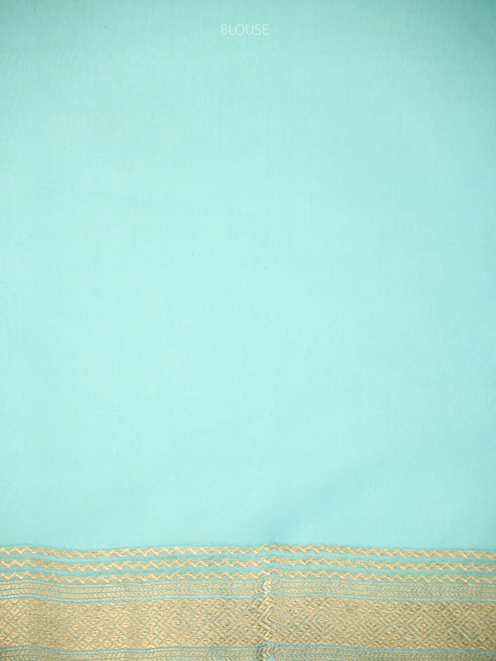 Pastel Aqua Blue Boota Organza Handloom Banarasi Saree - Sacred Weaves