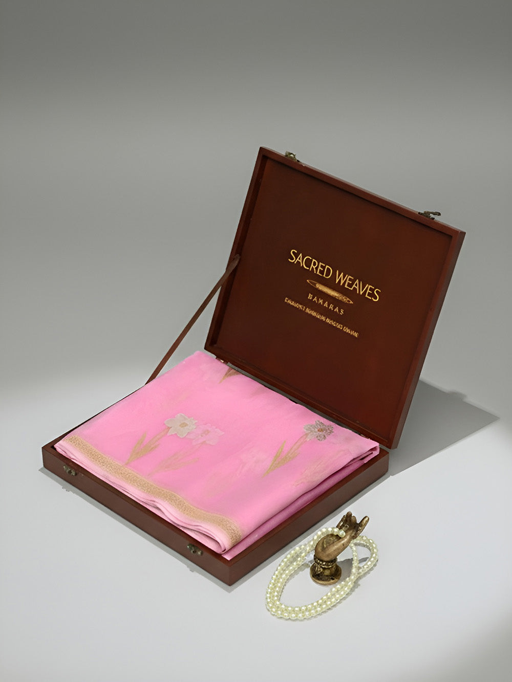 Pastel Pink Boota Organza Handloom Banarasi Saree