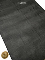 Black Printed Cotton Silk Handloom Banarasi Suit - Sacred Weaves