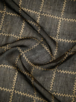 Black Printed Cotton Silk Handloom Banarasi Suit - Sacred Weaves