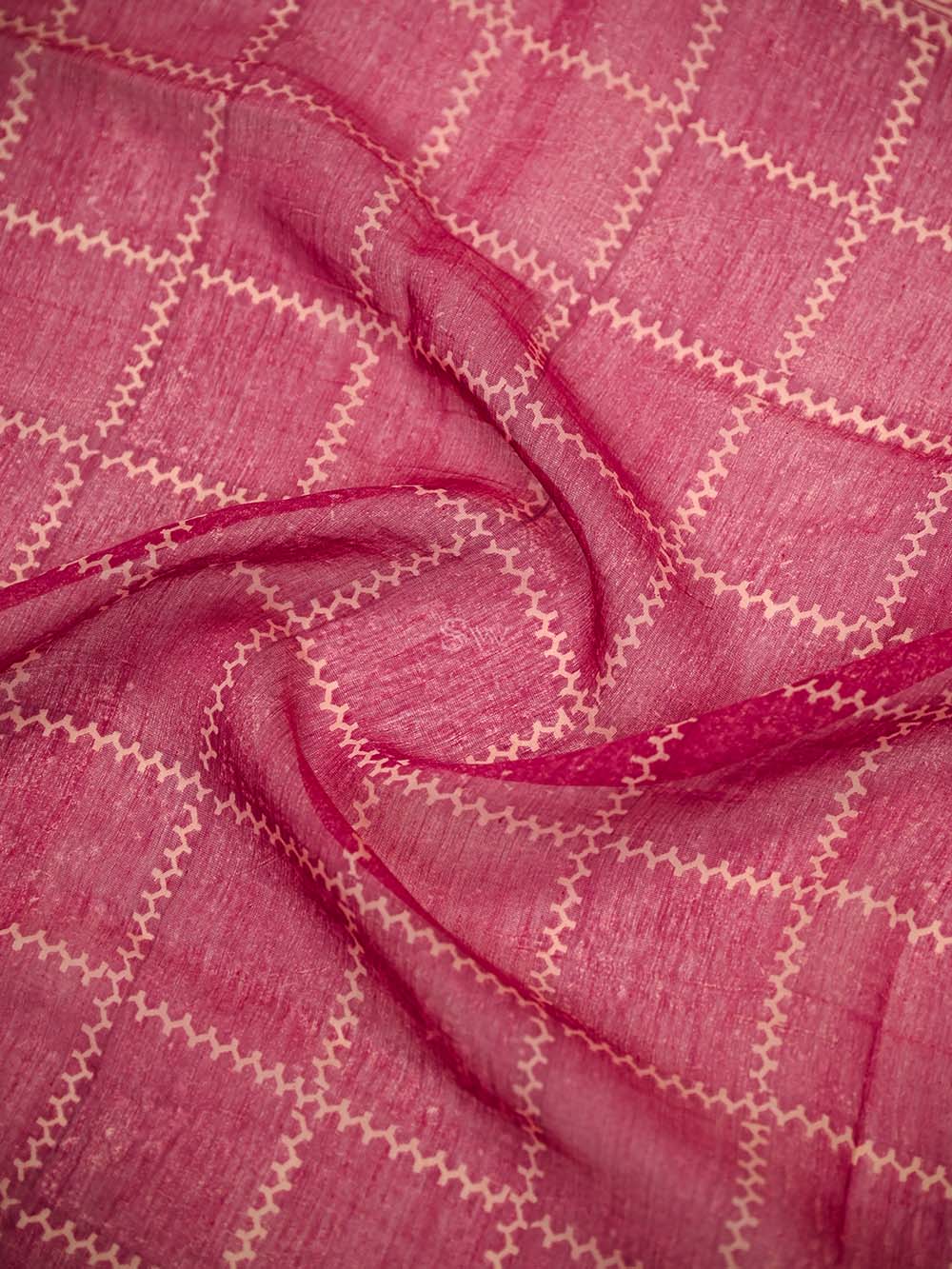 Magenta Printed Cotton Silk Handloom Banarasi Suit - Sacred Weaves