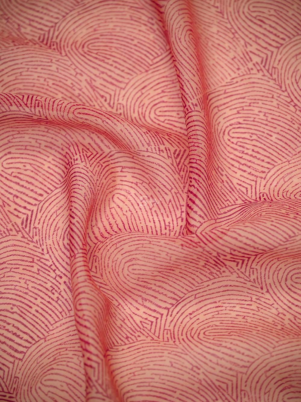 Magenta Printed Cotton Silk Handloom Banarasi Suit - Sacred Weaves