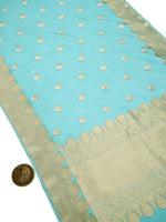 Aqua Blue Boota Organza Handloom Banarasi Saree