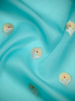 Aqua Blue Boota Organza Handloom Banarasi Saree