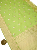 Parrot Green Boota Organza Handloom Banarasi Saree