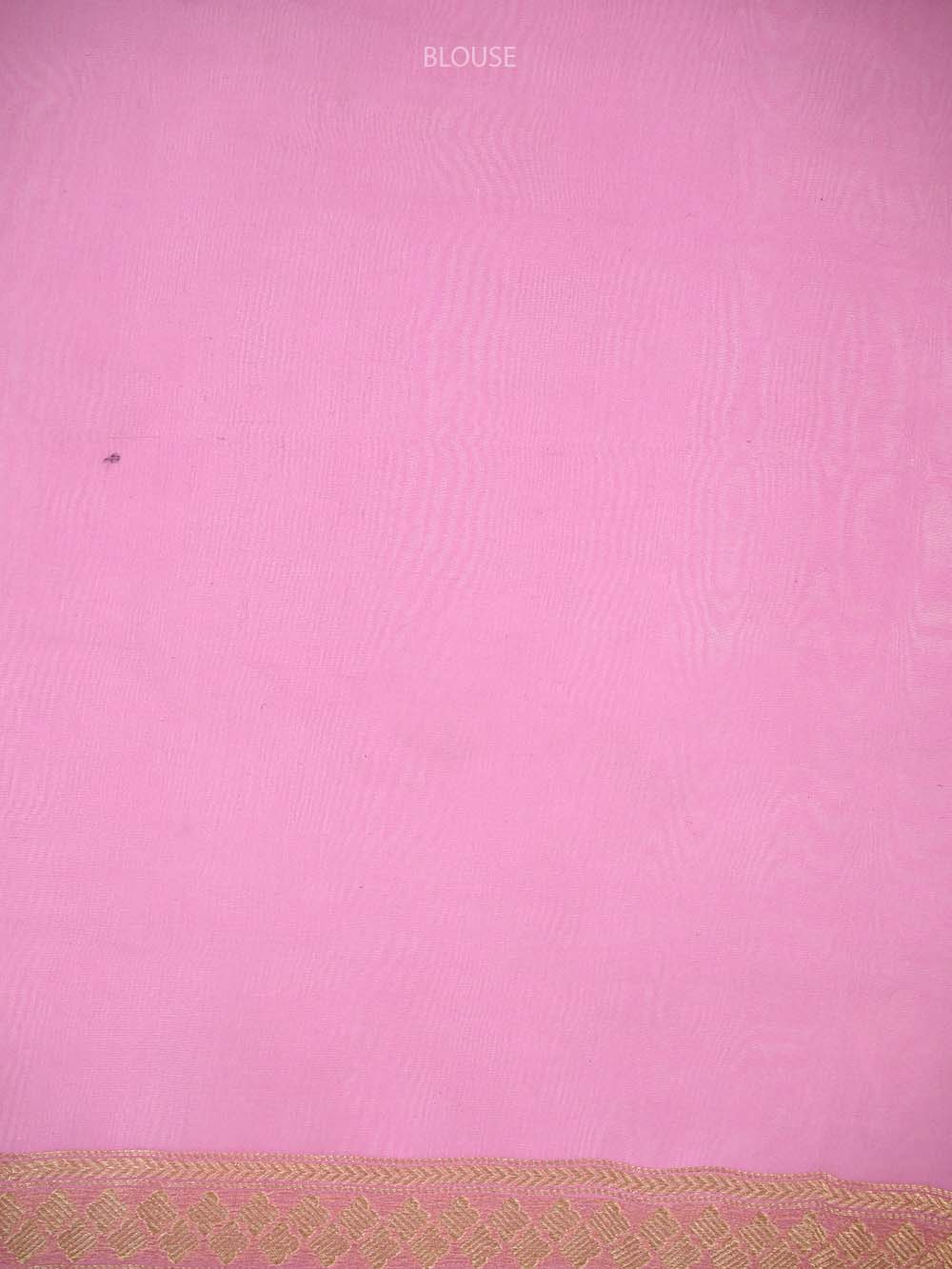 Pink Boota Organza Handloom Banarasi Saree