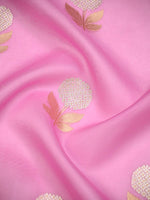 Pink Boota Organza Handloom Banarasi Saree