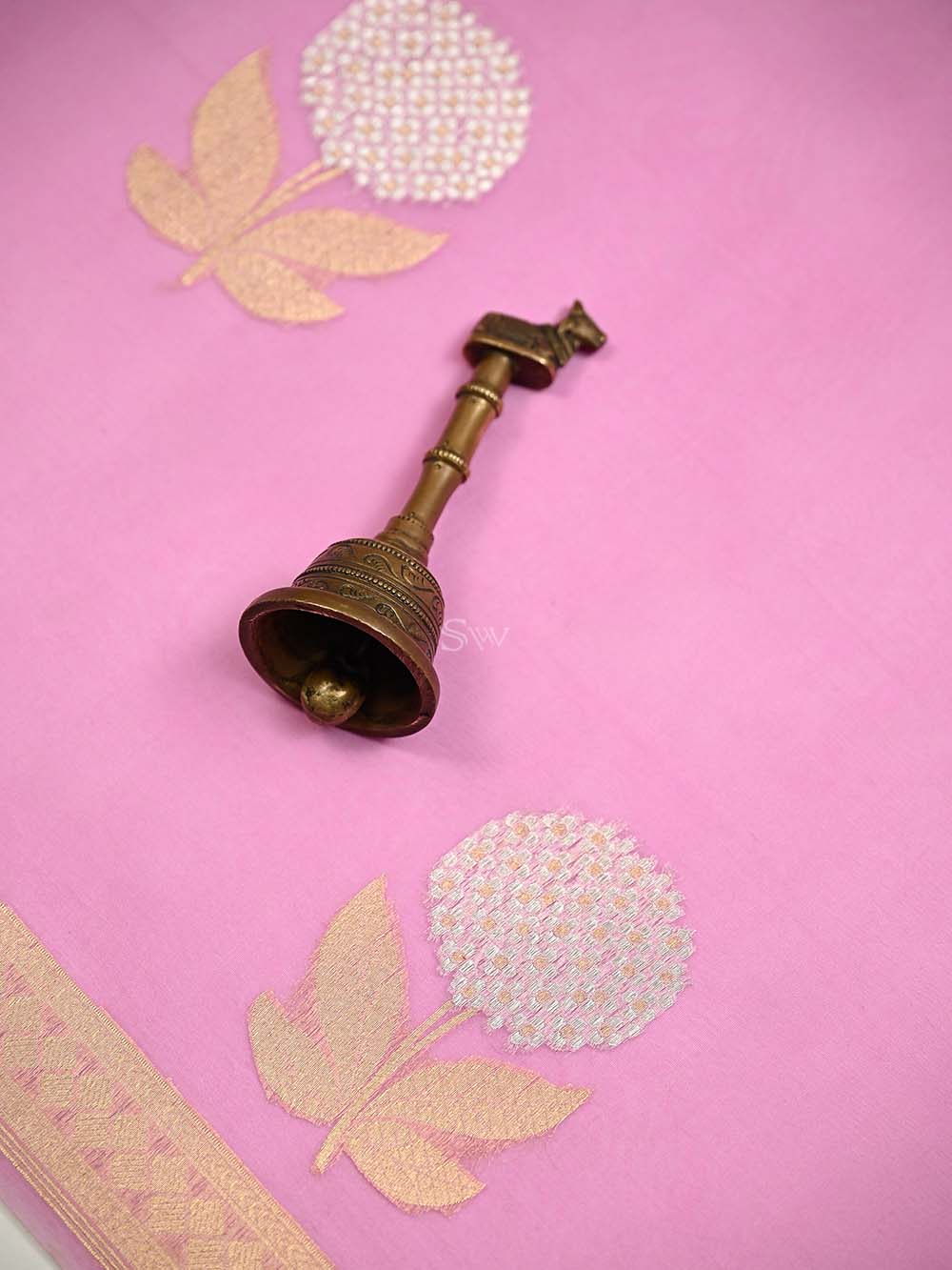 Pink Boota Organza Handloom Banarasi Saree