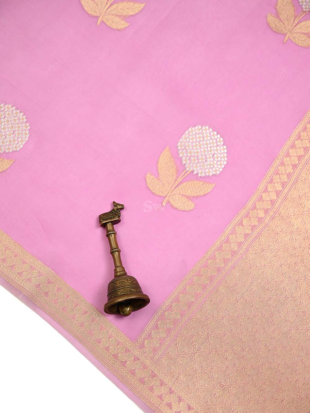 Pink Boota Organza Handloom Banarasi Saree