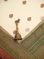 Cream Boota Organza Silk Handloom Banarasi Saree - Sacred Weaves