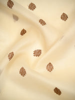 Cream Boota Organza Silk Handloom Banarasi Saree - Sacred Weaves