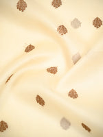 Cream Boota Organza Silk Handloom Banarasi Saree - Sacred Weaves