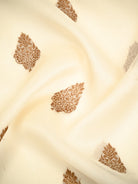 Cream Boota Organza Silk Handloom Banarasi Saree - Sacred Weaves