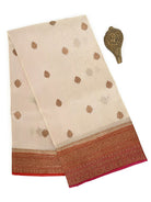 Cream Boota Organza Silk Handloom Banarasi Saree - Sacred Weaves