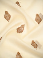 Cream Boota Organza Silk Handloom Banarasi Saree - Sacred Weaves