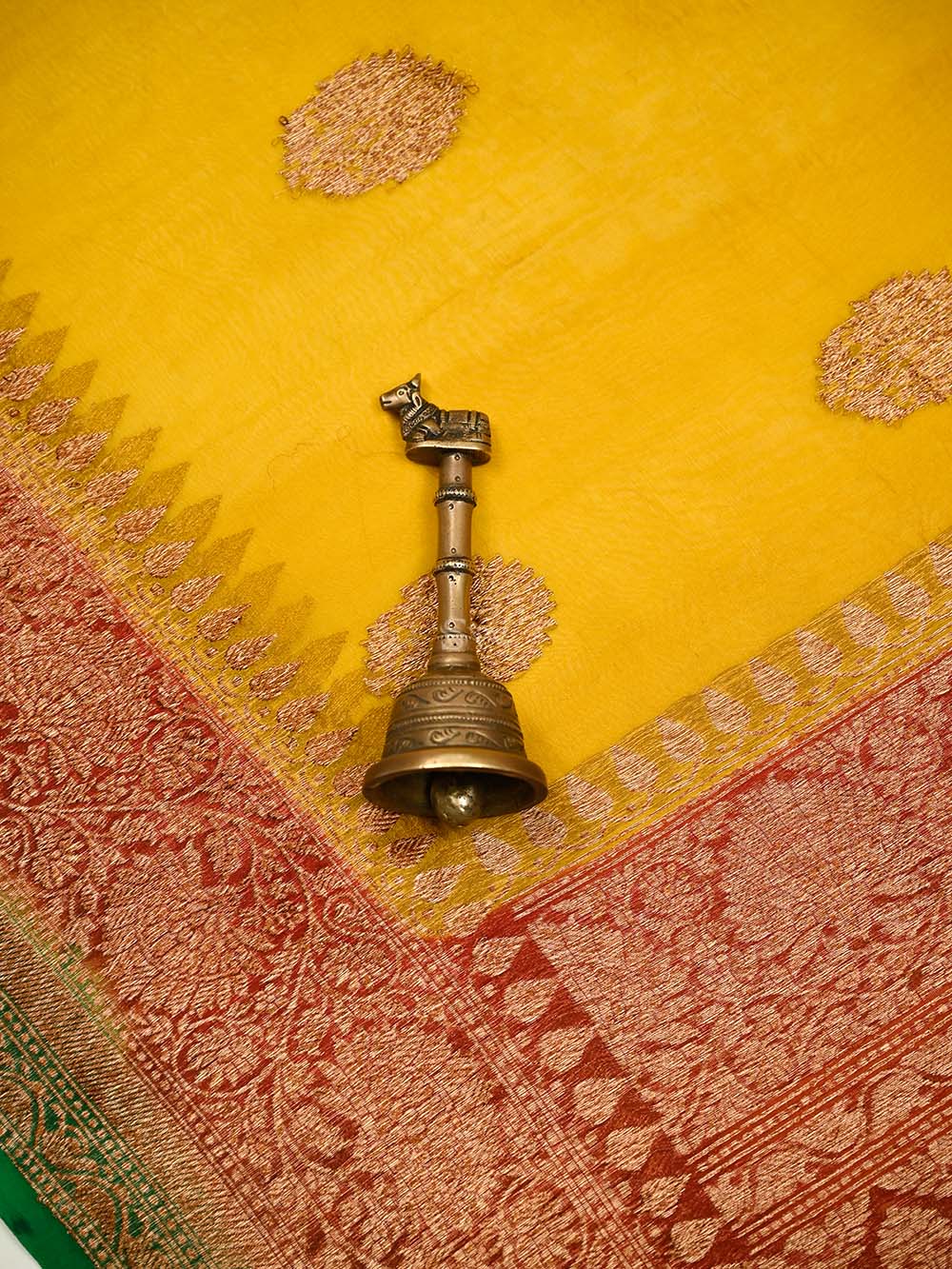 Yellow Boota Organza Silk Handloom Banarasi Saree - Sacred Weaves