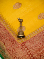 Yellow Boota Organza Silk Handloom Banarasi Saree - Sacred Weaves
