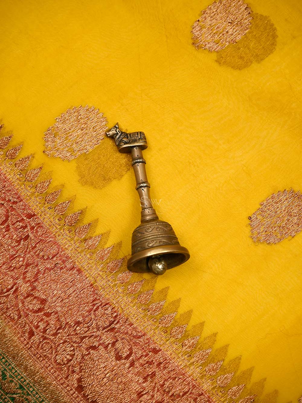 Yellow Boota Organza Silk Handloom Banarasi Saree - Sacred Weaves