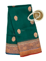 Teal Organza Silk Handloom Banarasi Saree - Sacred Weaves