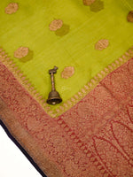 Parrot Green Organza Silk Handloom Banarasi Saree - Sacred Weaves