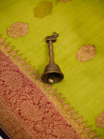 Parrot Green Organza Silk Handloom Banarasi Saree - Sacred Weaves