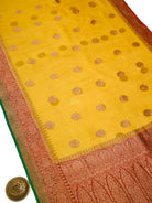 Yellow Boota Organza Silk Handloom Banarasi Saree - Sacred Weaves