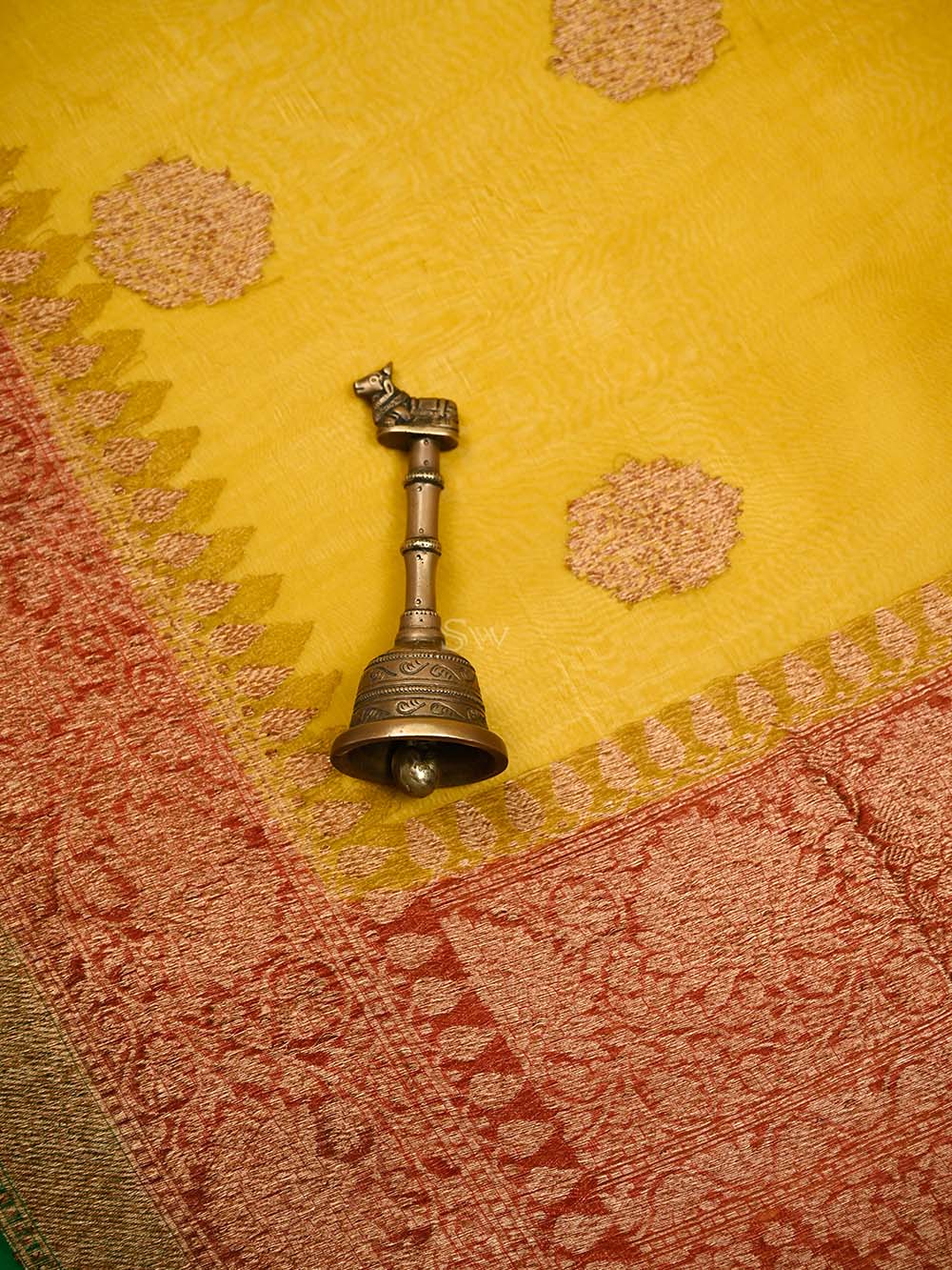 Yellow Boota Organza Silk Handloom Banarasi Saree - Sacred Weaves