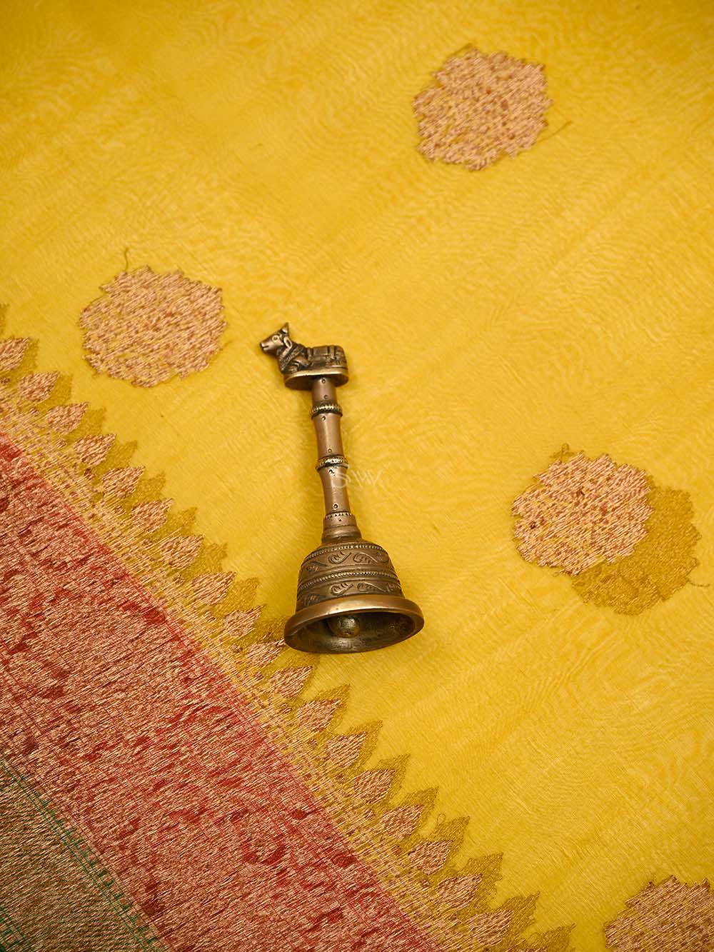 Yellow Boota Organza Silk Handloom Banarasi Saree - Sacred Weaves