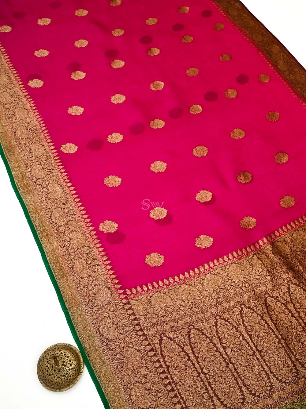 Dark Magenta Organza Silk Handloom Banarasi Saree - Sacred Weaves