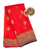 Red Organza Silk Handloom Banarasi Saree - Sacred Weaves