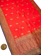 Red Organza Silk Handloom Banarasi Saree - Sacred Weaves