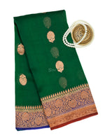 Bottle Green Organza Silk Handloom Banarasi Saree - Sacred Weaves