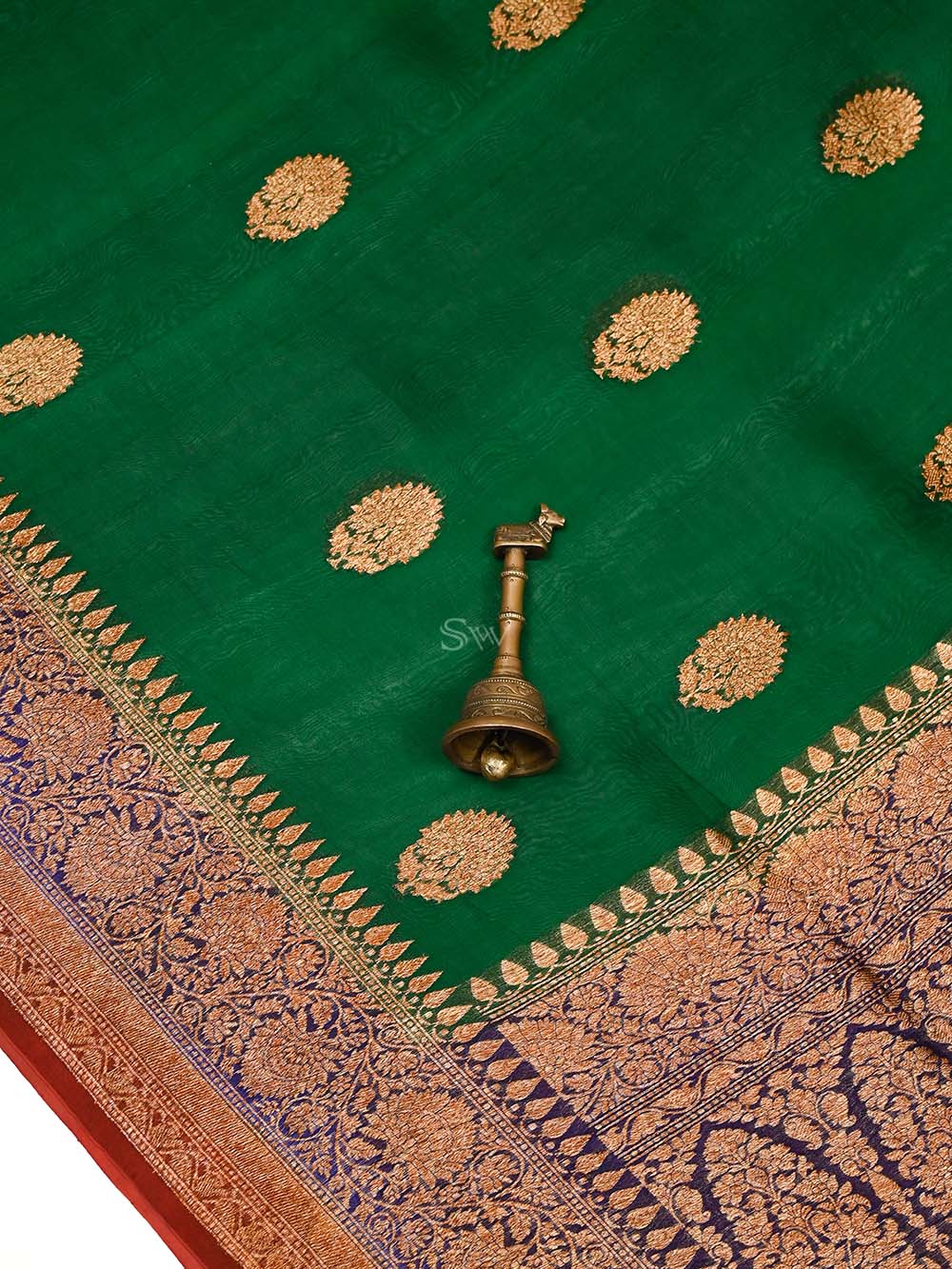 Bottle Green Organza Silk Handloom Banarasi Saree - Sacred Weaves