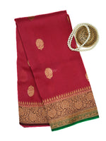 Maroon Organza Silk Handloom Banarasi Saree - Sacred Weaves