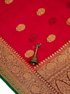 Maroon Organza Silk Handloom Banarasi Saree - Sacred Weaves