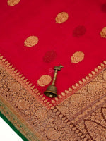 Maroon Organza Silk Handloom Banarasi Saree - Sacred Weaves