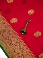 Maroon Organza Silk Handloom Banarasi Saree - Sacred Weaves