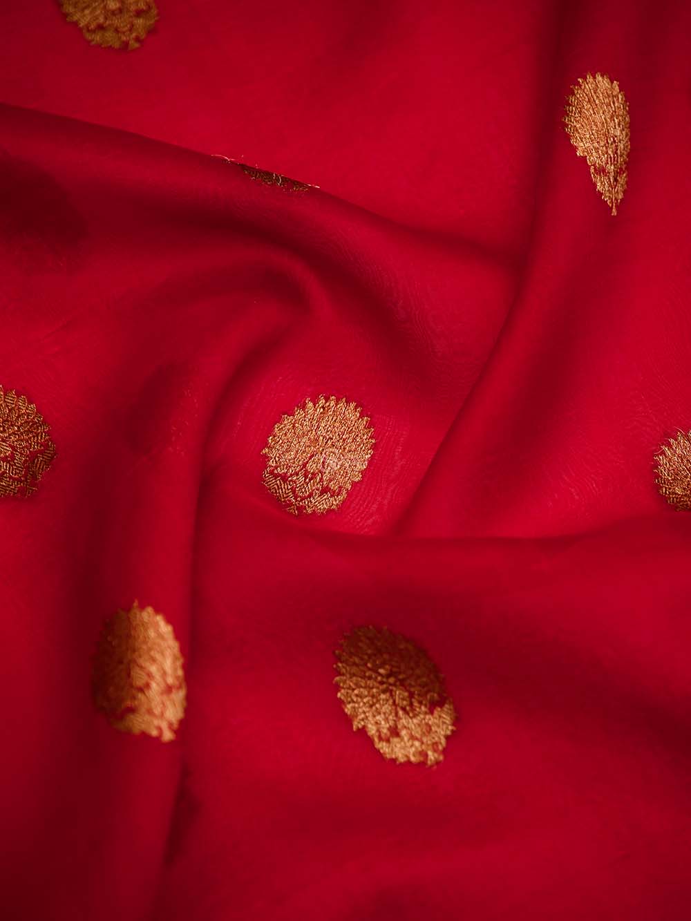 Maroon Organza Silk Handloom Banarasi Saree - Sacred Weaves
